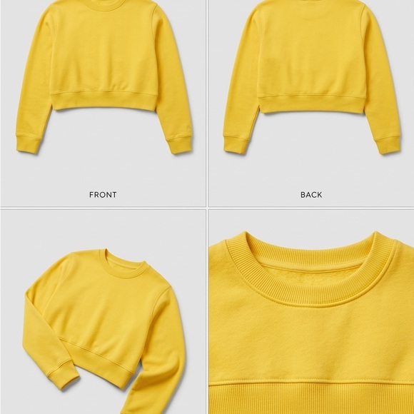 Hollister Cropped Yellow Crewneck Sweatshirt Sz L - Picture 2 of 4